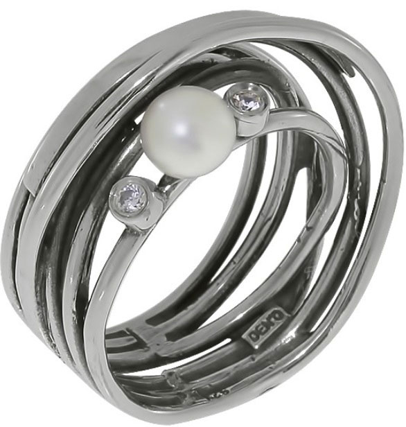 Серебряное кольцо DEN’O MVR1415PL с жемчугом, цирконами