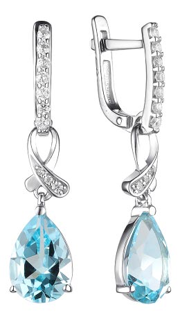 Серебряные серьги с подвесками Dewi 901028075-dv с топазами, фианитами