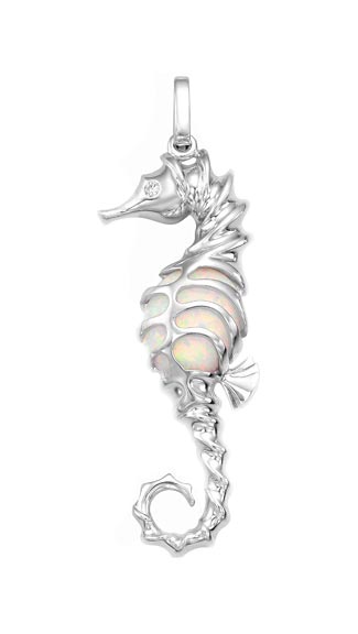 Серебряный кулон ''Морской конек'' Dewi 901030111-dv с опалом, фианитом
