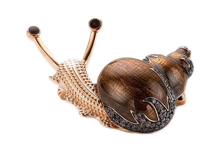 Серебряная брошь ''Улитка'' Dewi 901081614-dv с фианитами