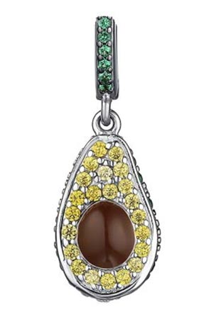 Серебряная подвеска ''Авокадо'' Dewi 902031770 с эмалью, фианитами