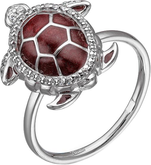 Серебряное кольцо ''Черепаха'' Dewi 904010116-dv с эмалью, фианитами