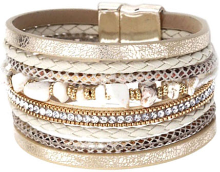 Кожаный браслет DG Jewelry 633046 с агатом, стеклом