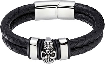 Мужской кожаный браслет ''Череп'' DG Jewelry 637262