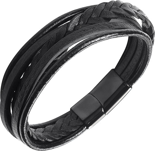 Мужской кожаный браслет DG Jewelry AS-BR027-bk