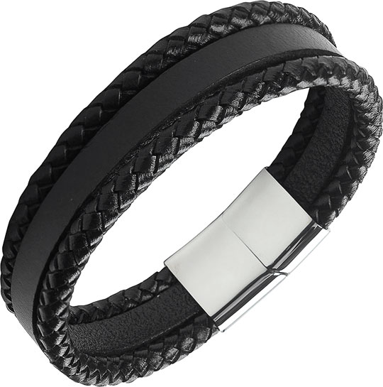 Мужской кожаный браслет DG Jewelry AS-BR050-bk