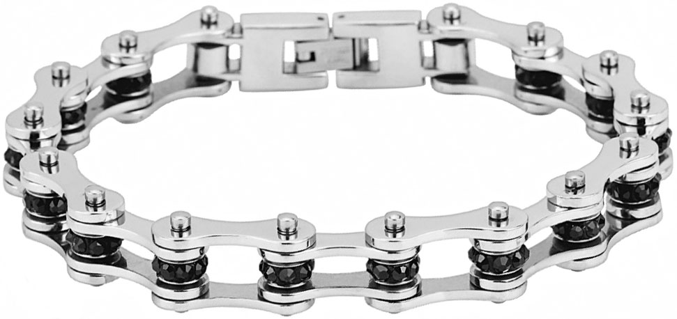 Мужской стальной браслет DG Jewelry SBS-0607 c черными фианитами