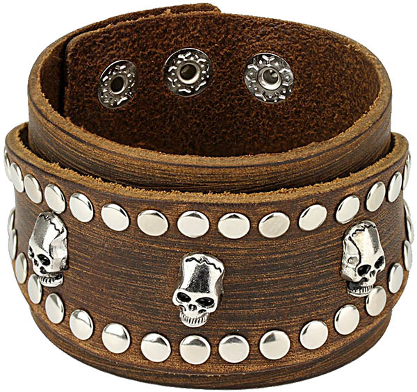 Мужской кожаный браслет ''Череп'' DG Jewelry SL0211-BRN