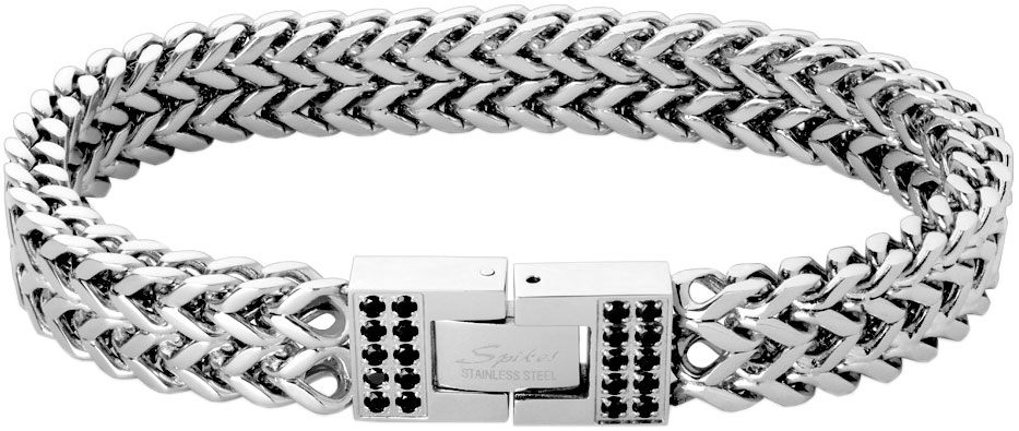 Мужской стальной браслет-цепь на ногу DG Jewelry SSBH-0105 с черными фианитами