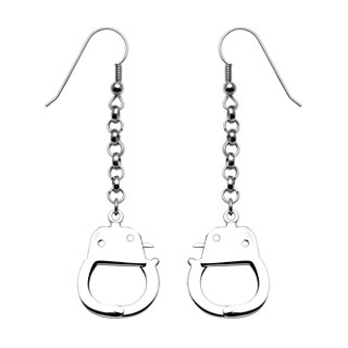 Стальные серьги с подвесками ''Наручники'' DG Jewelry SSE-008