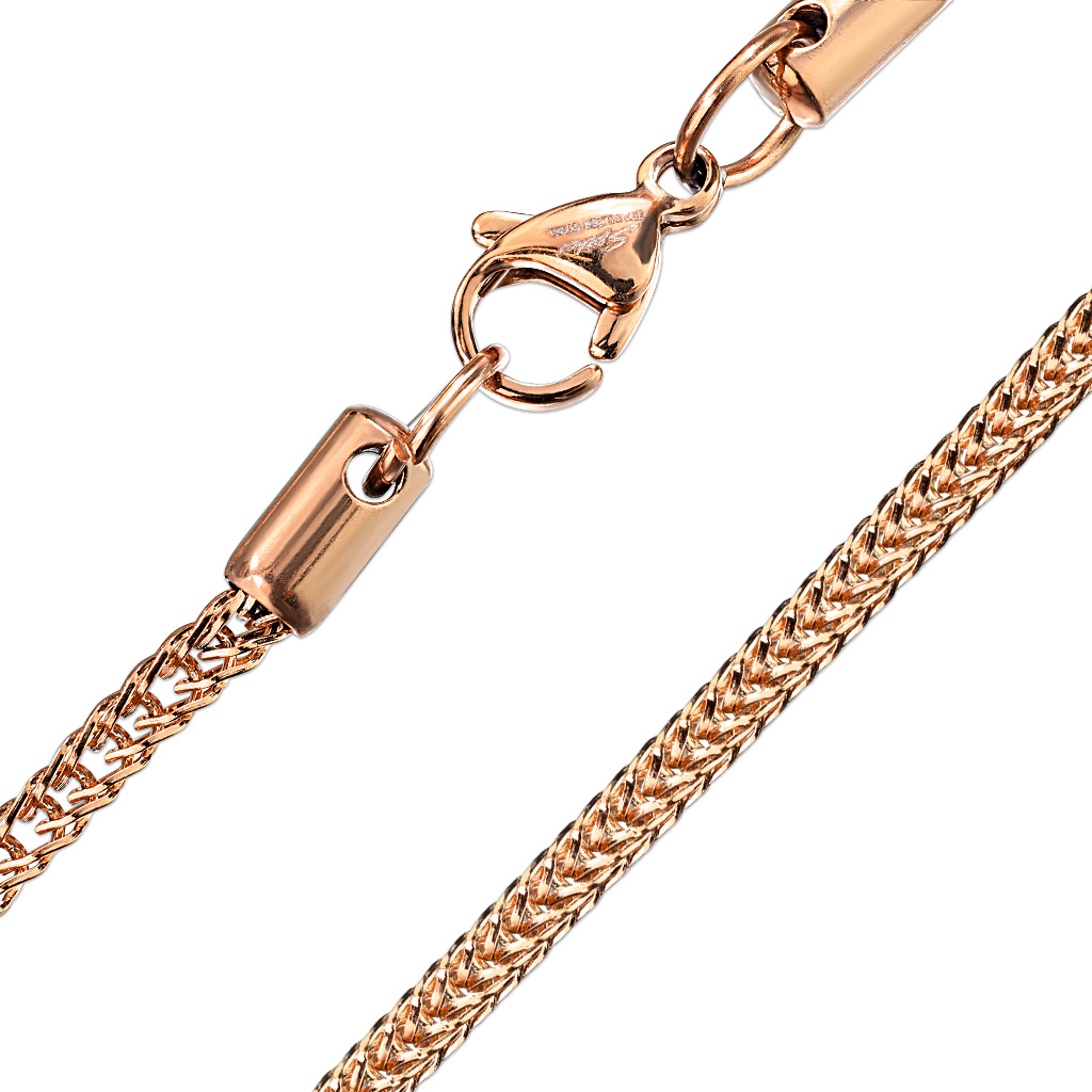 Стальная цепочка на шею DG Jewelry SSN22-022-19-RD с плетением косичка