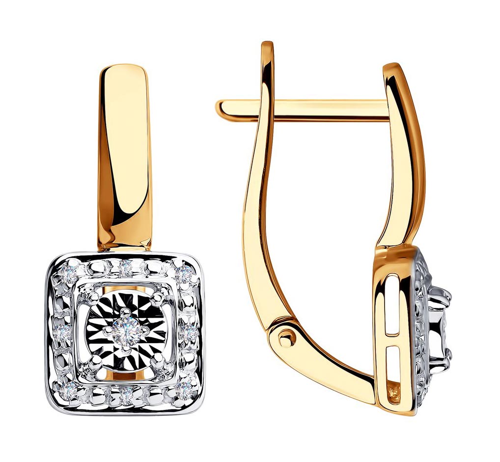 Золотые серьги Diamant 51-220-00306-1 с бриллиантами