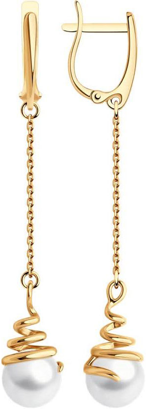 Золотые длинные серьги с подвесками Diamant 51-321-01940-1 с жемчугом