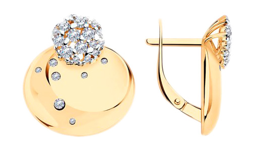 Серебряные серьги круглые Diamant 93-120-01527-1 с фианитами