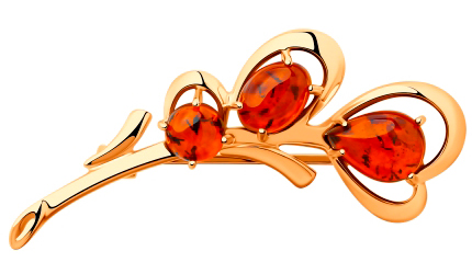 Серебряная брошь Diamant 93-340-00447-1 с янтарем