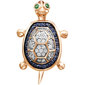 Золотой кулон Diamond Union 5-2841-103-3K с изумрудами, сапфирами, бриллиантами