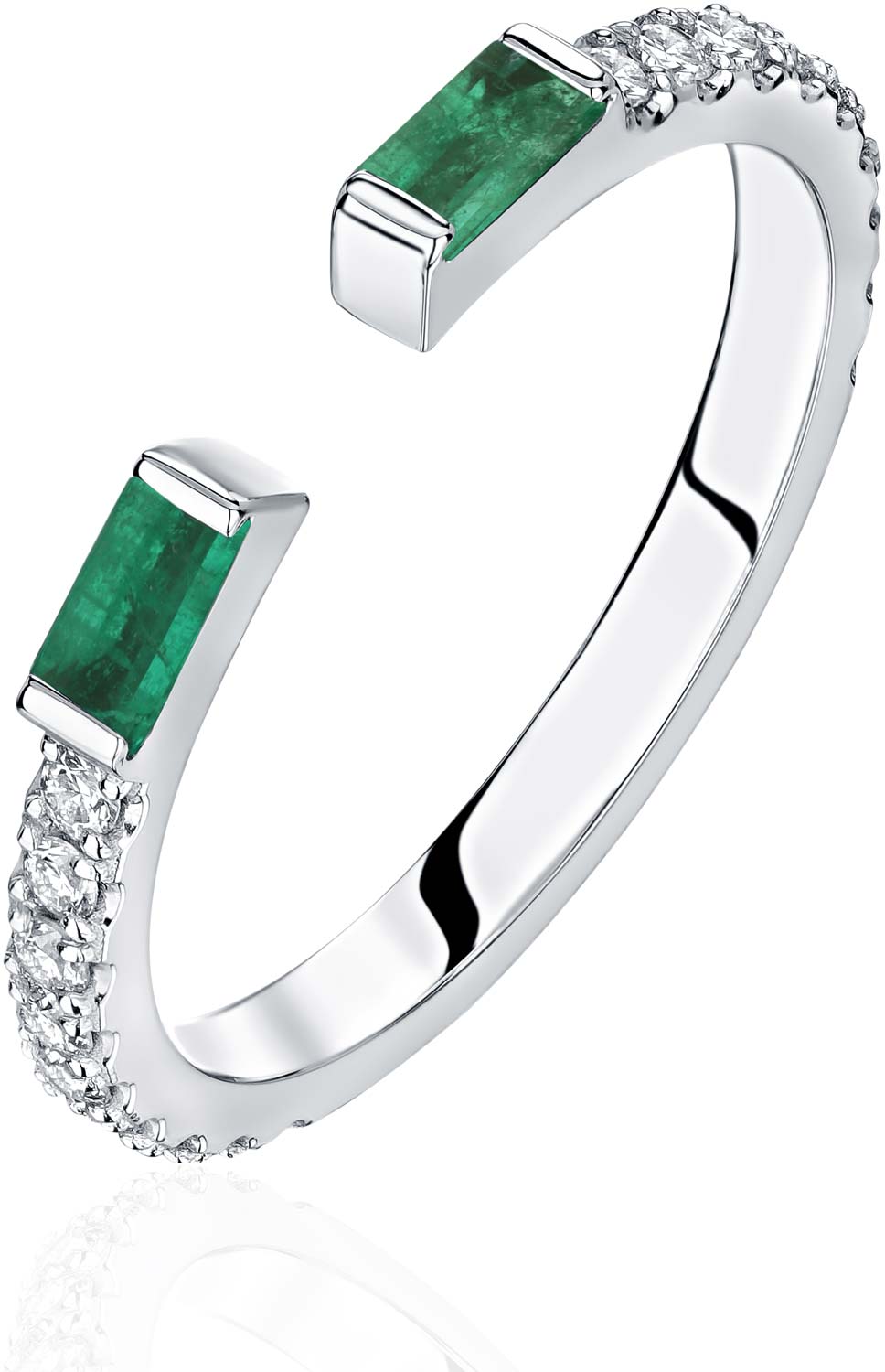 Открытое кольцо из белого золота EdelStein rgw5eg111 с изумрудами, бриллиантами
