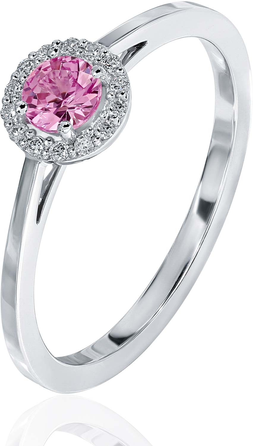 Кольцо из белого золота EdelStein rgw5sp035 с розовым сапфиром, бриллиантами