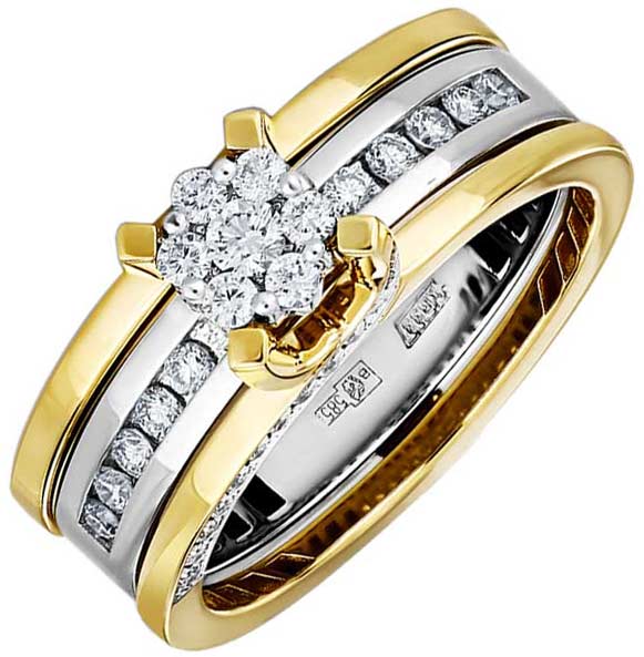 Золотое наборное кольцо ERA JEWELLERY 01-02024-06-001-01-01 с бриллиантами