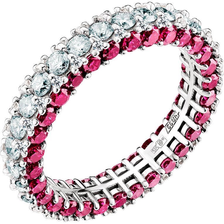 Кольцо из белого золота ERA JEWELLERY 01-02097-2-03-011-01-03 с рубинами, бриллиантами
