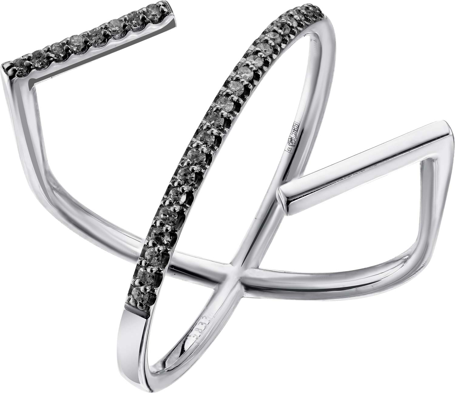 Кольцо из белого золота ERA JEWELLERY 01-02742-03-038-07-04 с черными бриллиантами