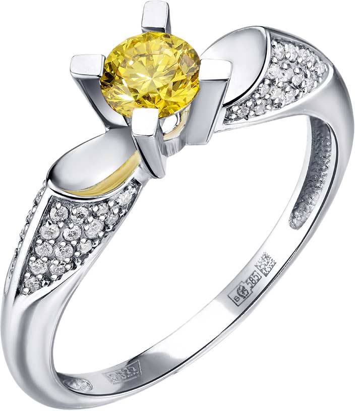 Кольцо из белого золота ERA JEWELLERY 01-03003-03-199-01-03 с желтым бриллиантом, бриллиантами