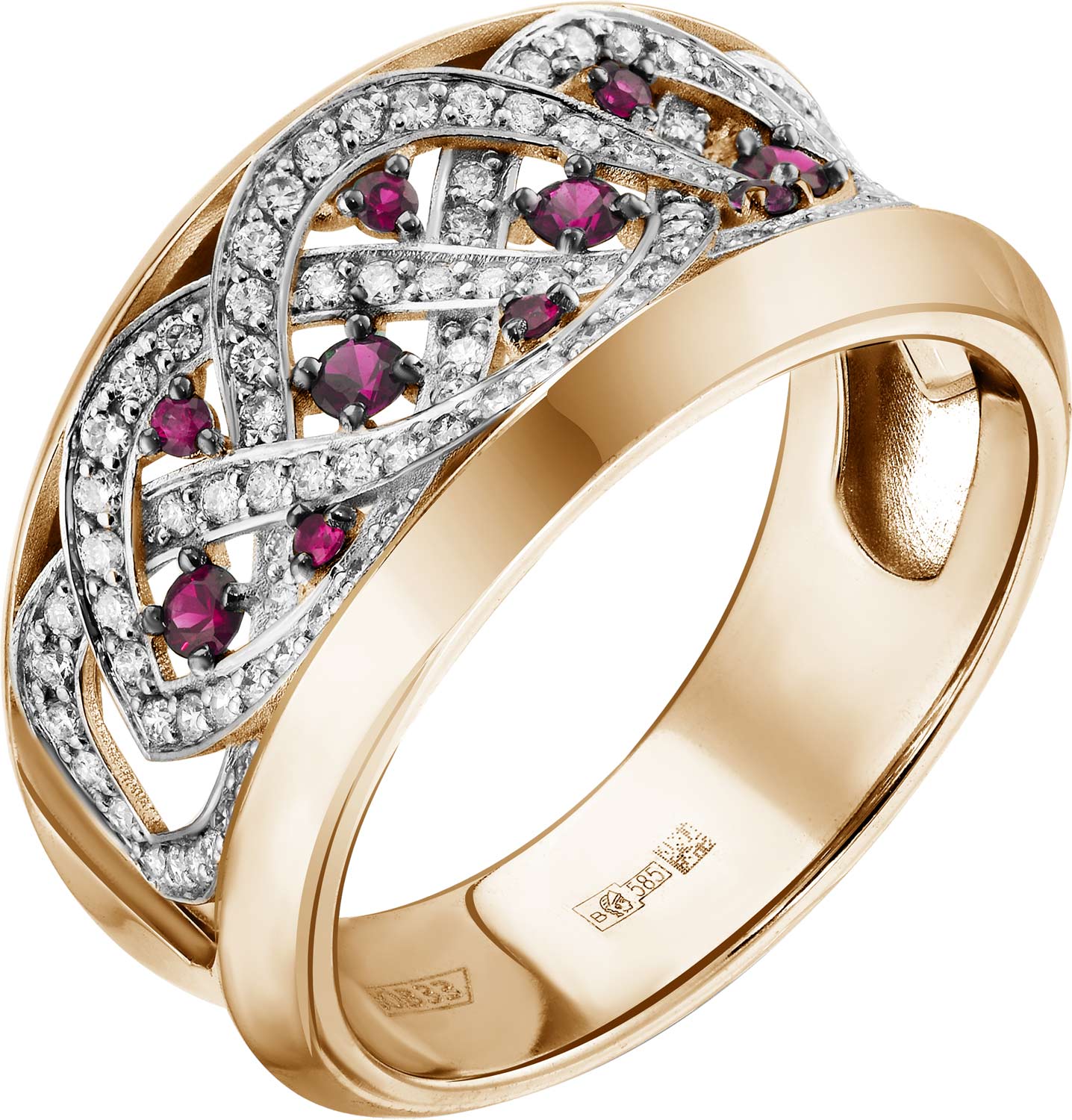 Золотое кольцо ERA JEWELLERY 01-03102-01-011-07-02 c бриллиантом, рубином