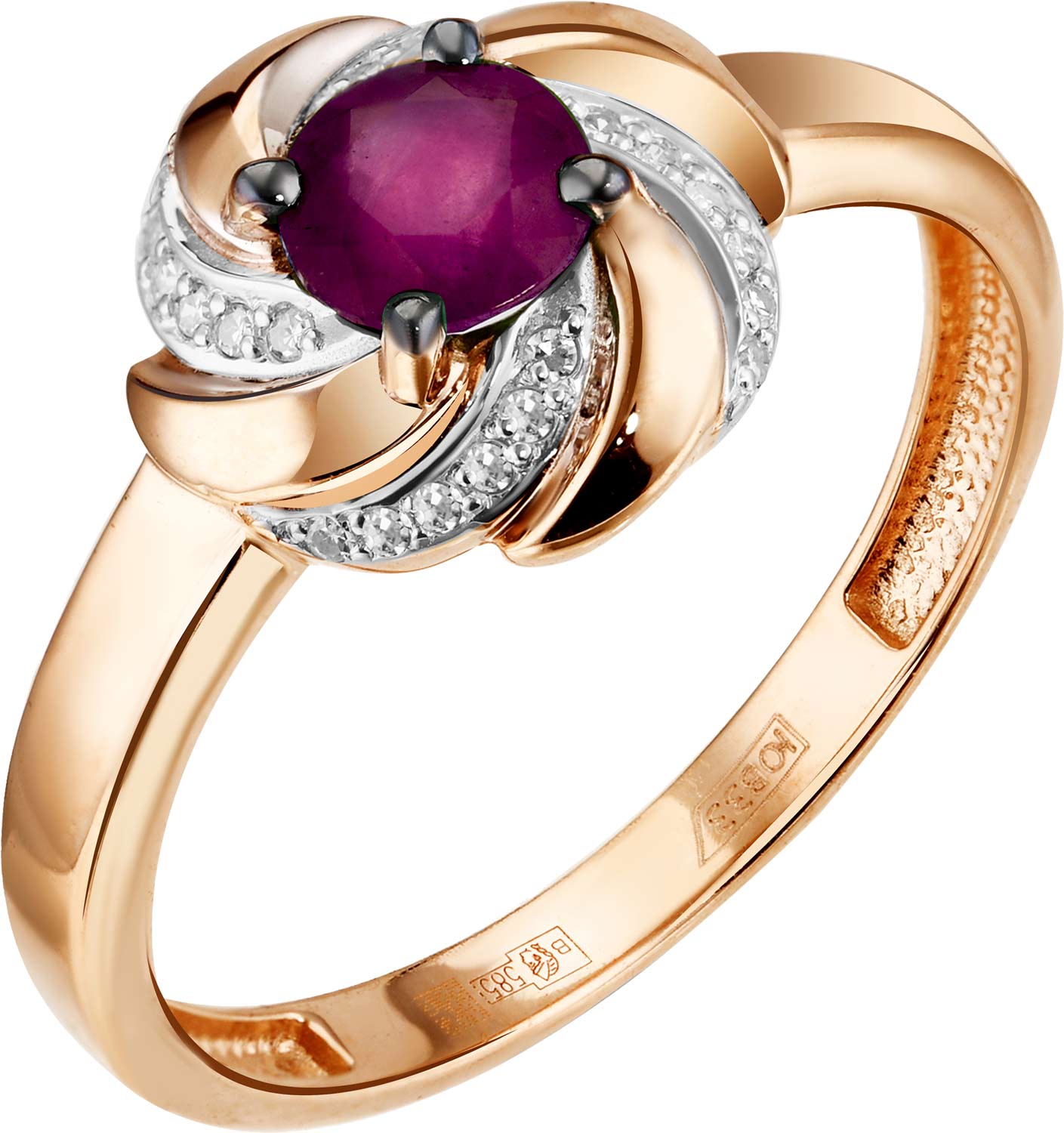Золотое кольцо ERA JEWELLERY 01-03141-01-111-01-02 c бриллиантом, рубином