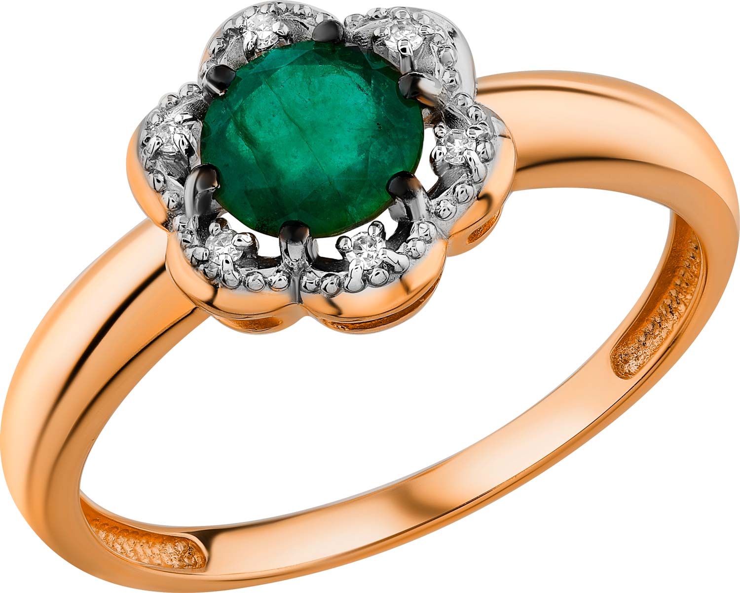 Золотое кольцо ERA JEWELLERY 01-03142-01-110-01-02 c бриллиантом, изумрудом