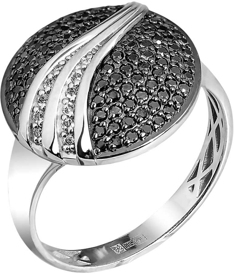 Женский перстень из белого золота ERA JEWELLERY 01-03226-03-040-07-04 с бриллиантами, черными бриллиантами