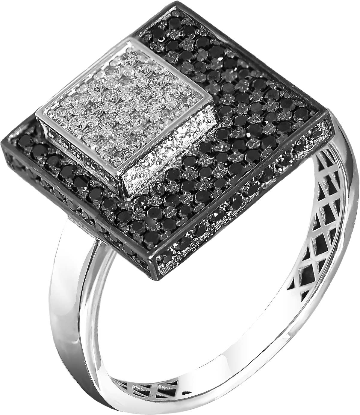 Кольцо из белого золота ERA JEWELLERY 01-03232-03-040-07-04 с черными бриллиантами, бриллиантами