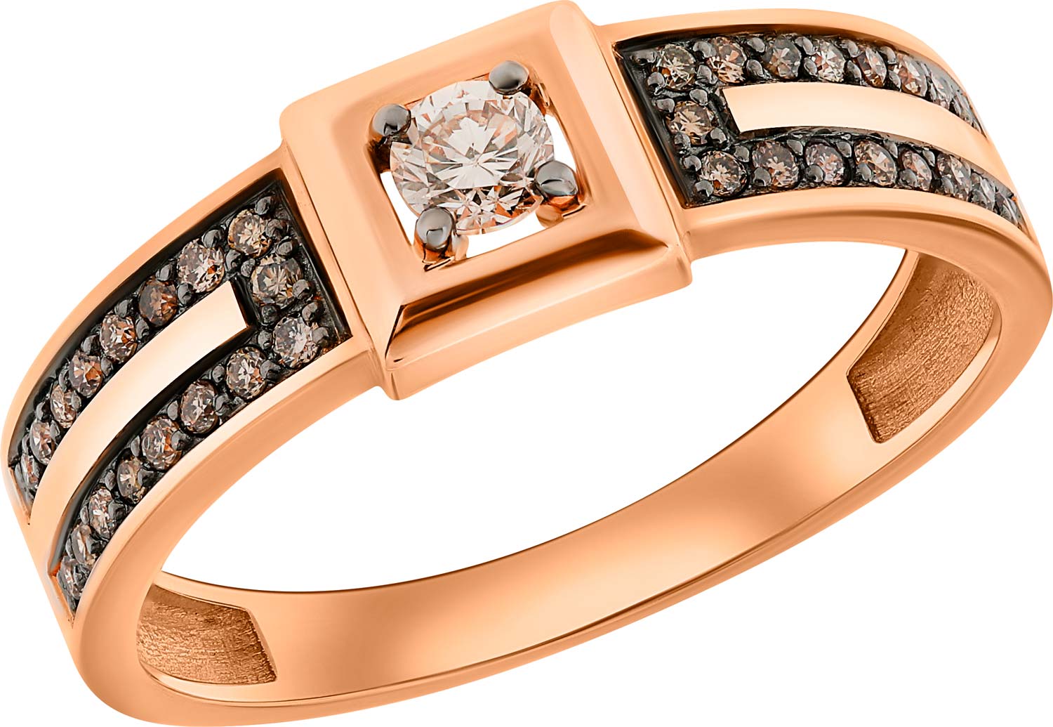 Золотое кольцо ERA JEWELLERY 01-03258-01-034-01-05 с коньячными бриллиантами