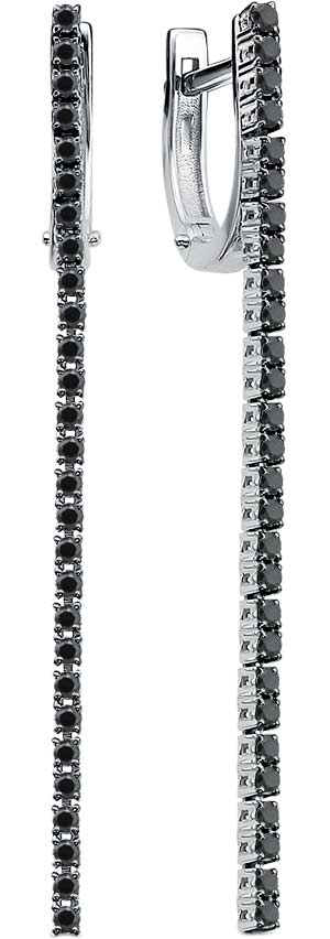 Серьги из белого золота ERA JEWELLERY 02-01909-03-038-01-04 с черными бриллиантами