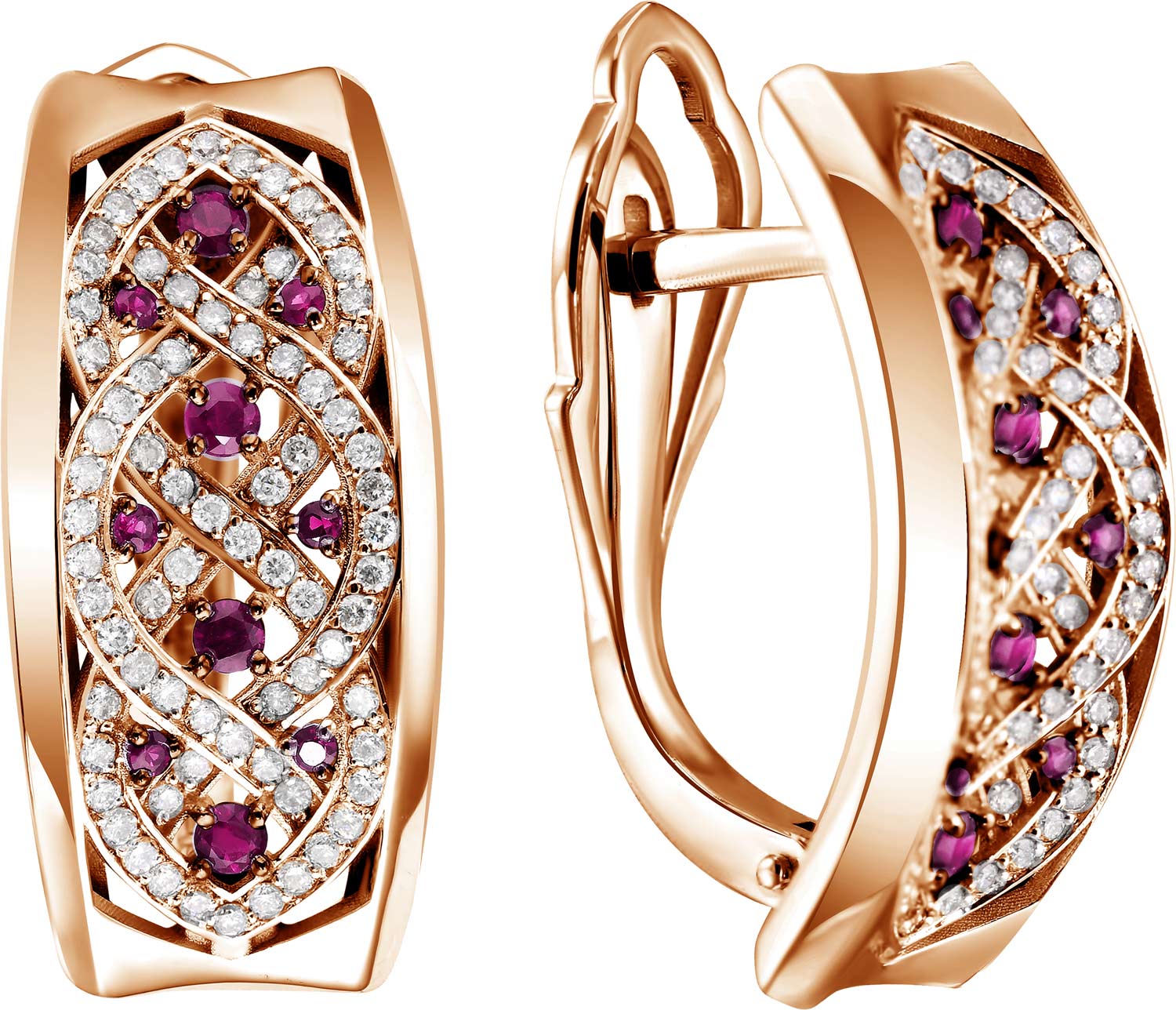 Золотые серьги ERA JEWELLERY 02-03102-01-011-07-02 c бриллиантом, рубином