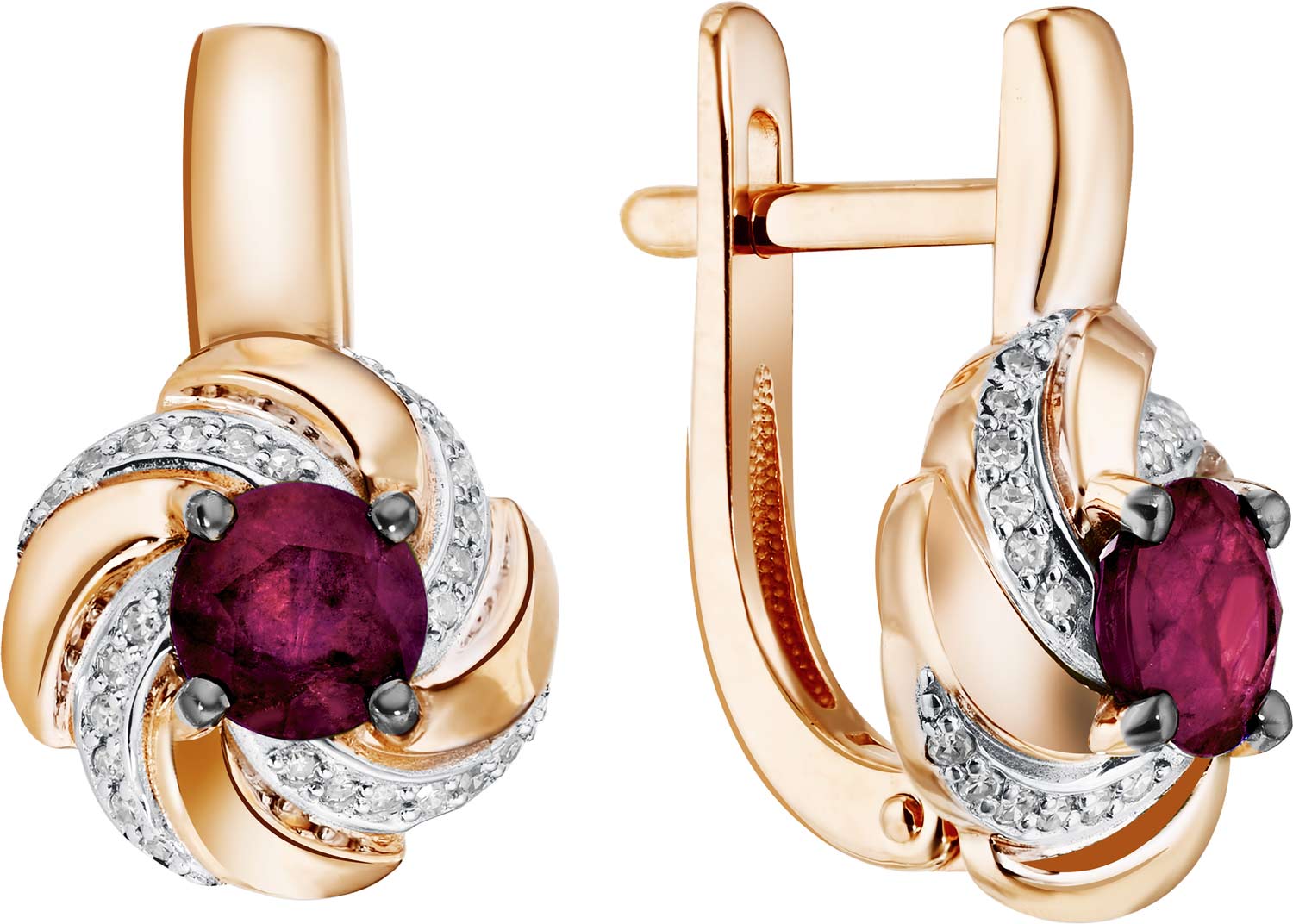 Золотые серьги ERA JEWELLERY 02-03141-01-111-01-02 c бриллиантом, рубином