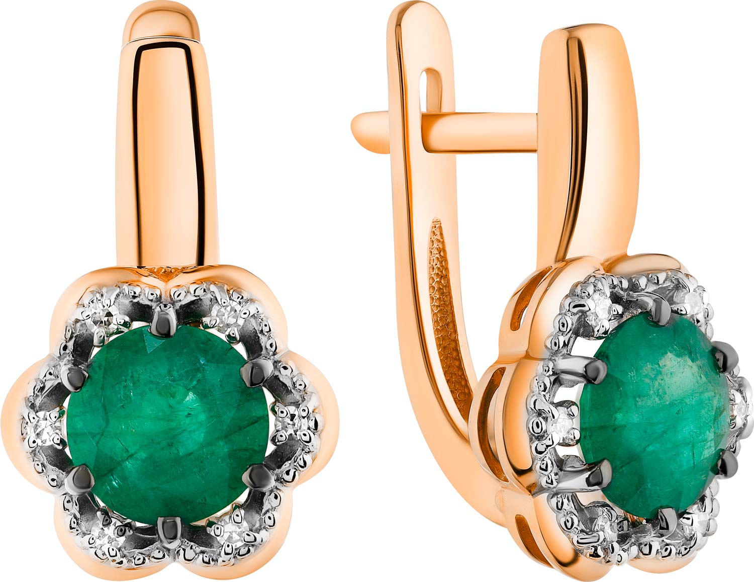 Золотые серьги ERA JEWELLERY 02-03142-01-110-01-02 c бриллиантом, изумрудом