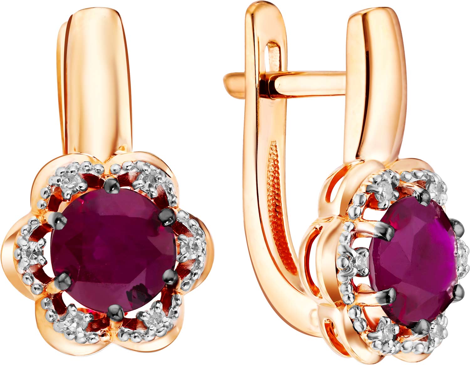 Золотые серьги ERA JEWELLERY 02-03142-01-111-01-02 c бриллиантом, рубином