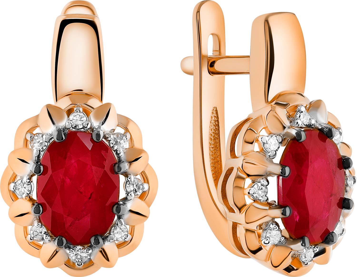 Золотые серьги ERA JEWELLERY 02-03143-01-111-01-02 c бриллиантом, рубином
