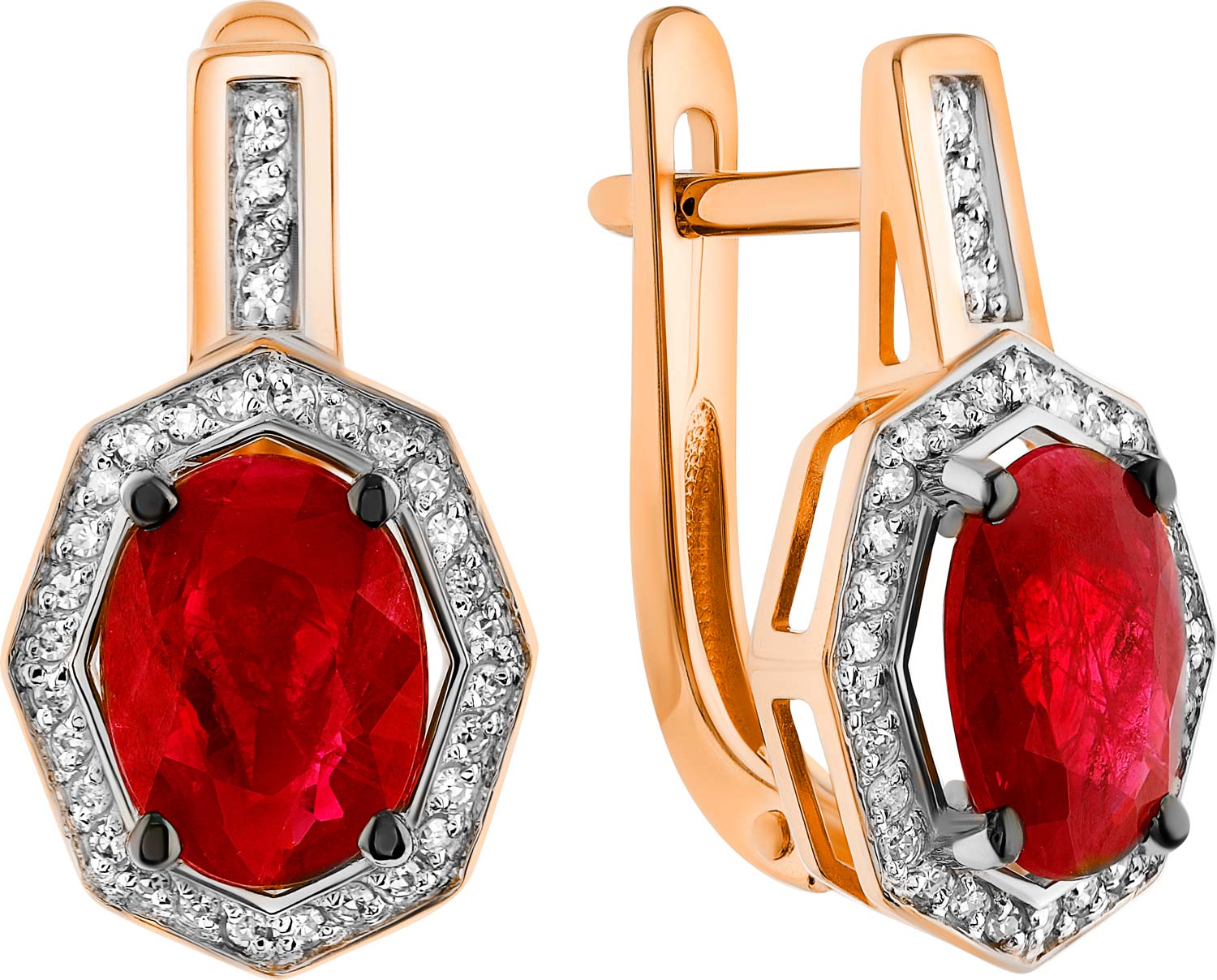 Золотые серьги ERA JEWELLERY 02-03144-01-111-01-02 c бриллиантом, рубином