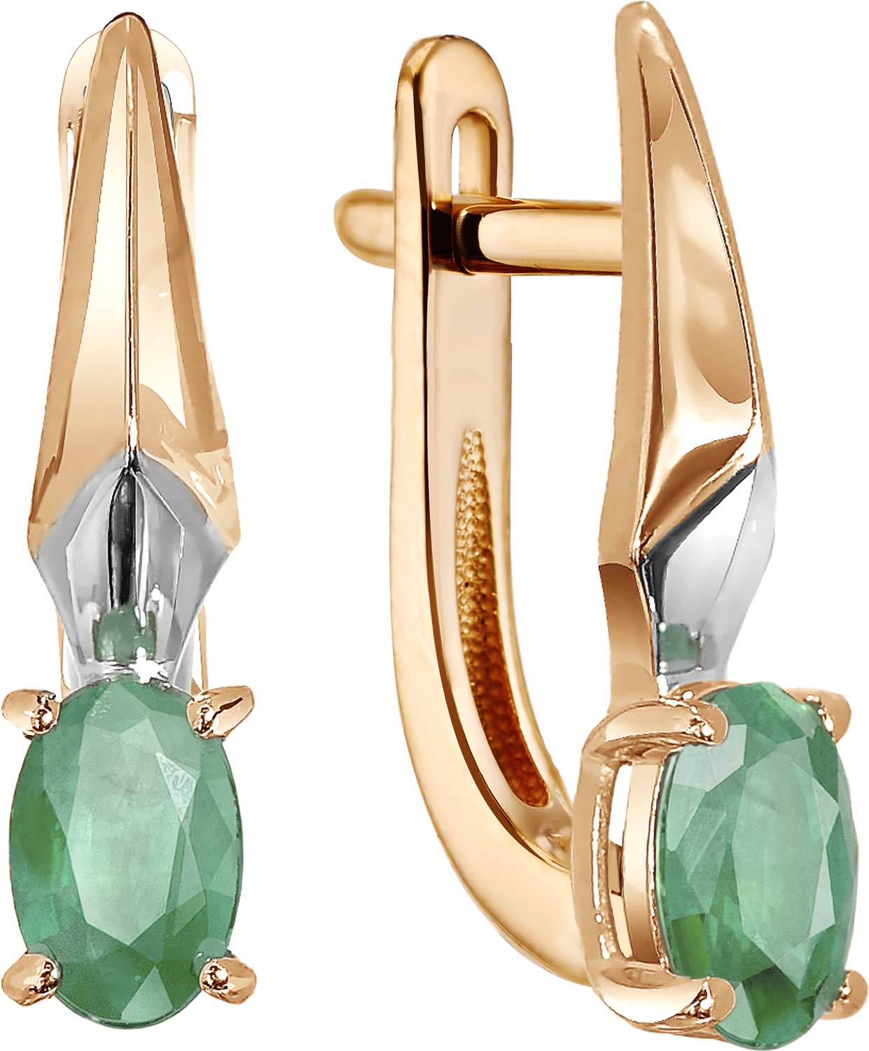 Золотые серьги ERA JEWELLERY 02-03220-01-003-01-01 c изумрудом