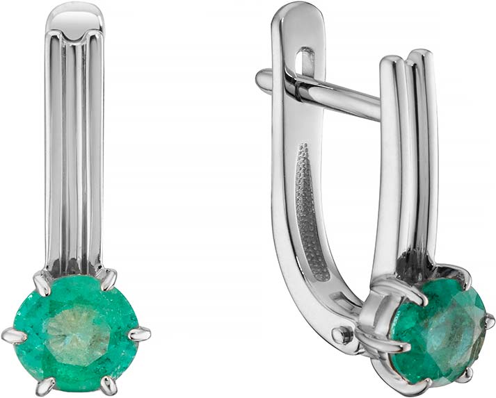 Серьги из белого золота ERA JEWELLERY 02-03221-03-003-01-03 с изумрудами