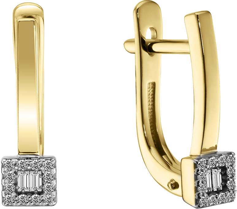 Золотые серьги ERA JEWELLERY 02-03361-05-001-07-01 c бриллиантом
