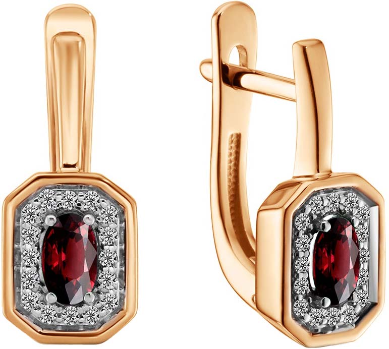 Золотые серьги ERA JEWELLERY 02-03376-01-111-01-01 с рубинами, бриллиантами