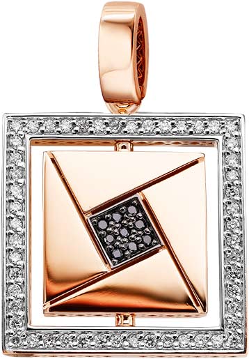 Золотая подвеска ERA JEWELLERY 03-02196-01-040-07-02 с черными бриллиантами, бриллиантами
