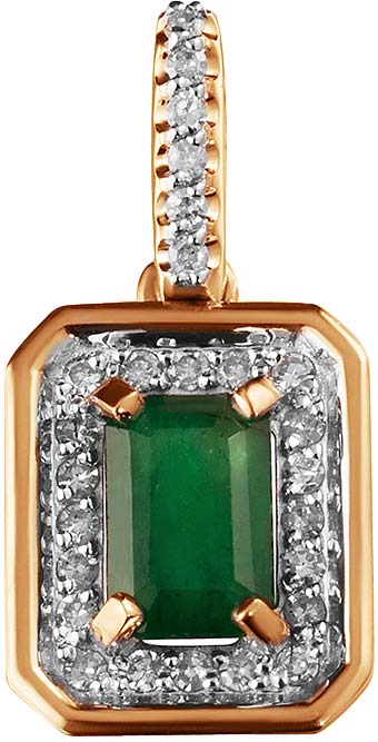 Золотая подвеска ERA JEWELLERY 03-03377-01-110-01-01 с изумрудом, бриллиантами