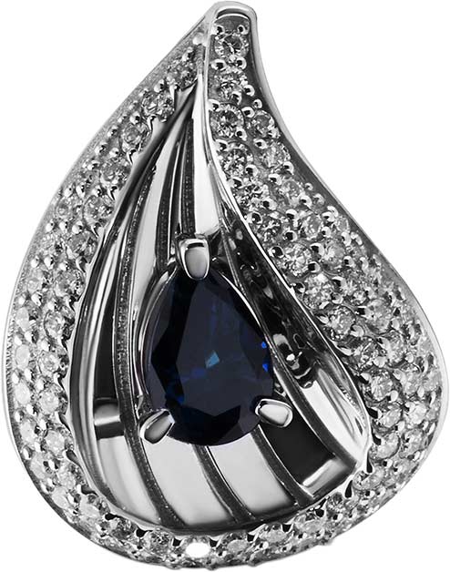 Подвеска бегунок из белого золота ERA JEWELLERY 03-03412-03-009-07-04 c сапфиром, бриллиантами