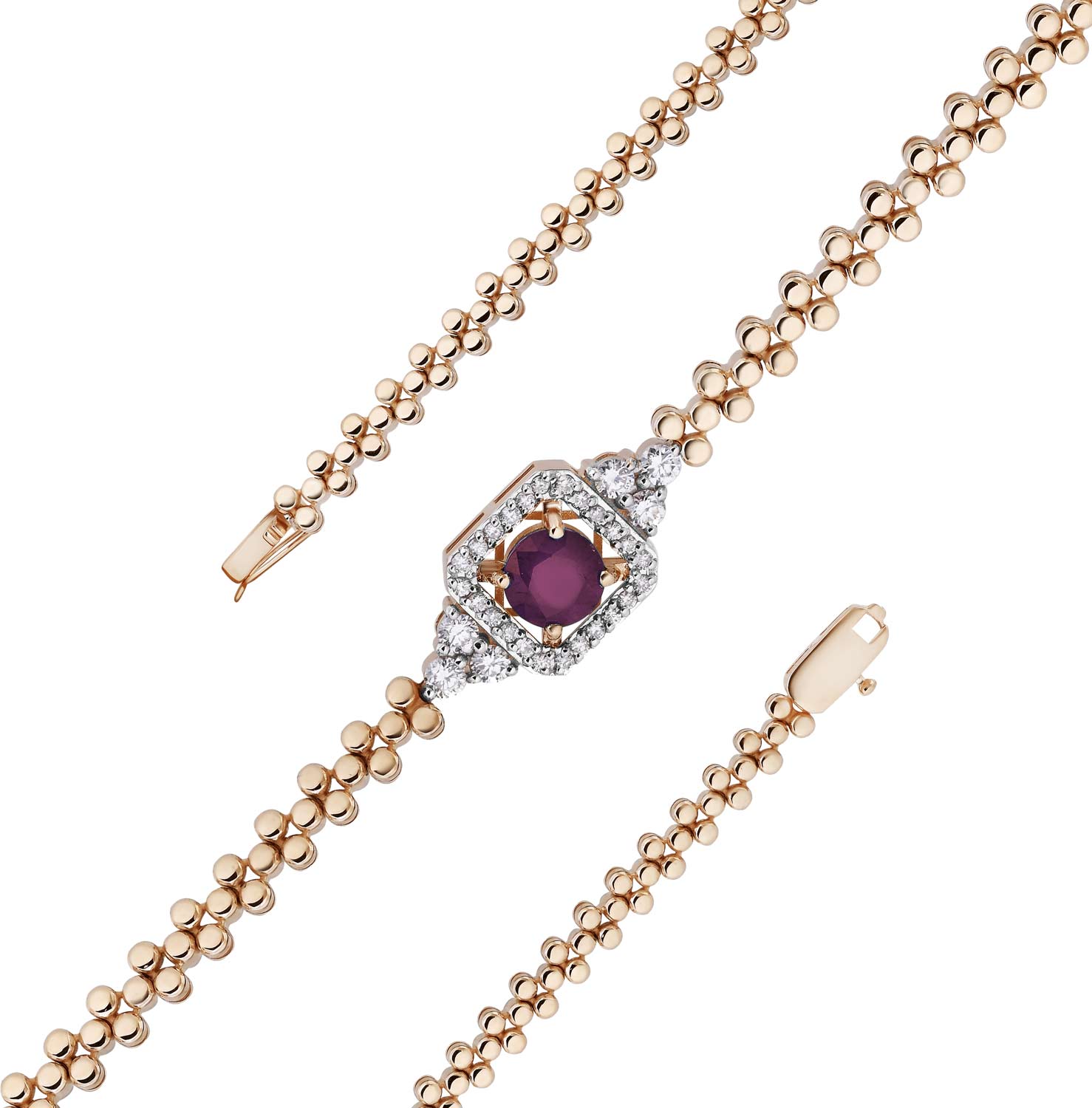 Золотой глидерный браслет ERA JEWELLERY 05-03146-01-011-07-01 с рубином, бриллиантами
