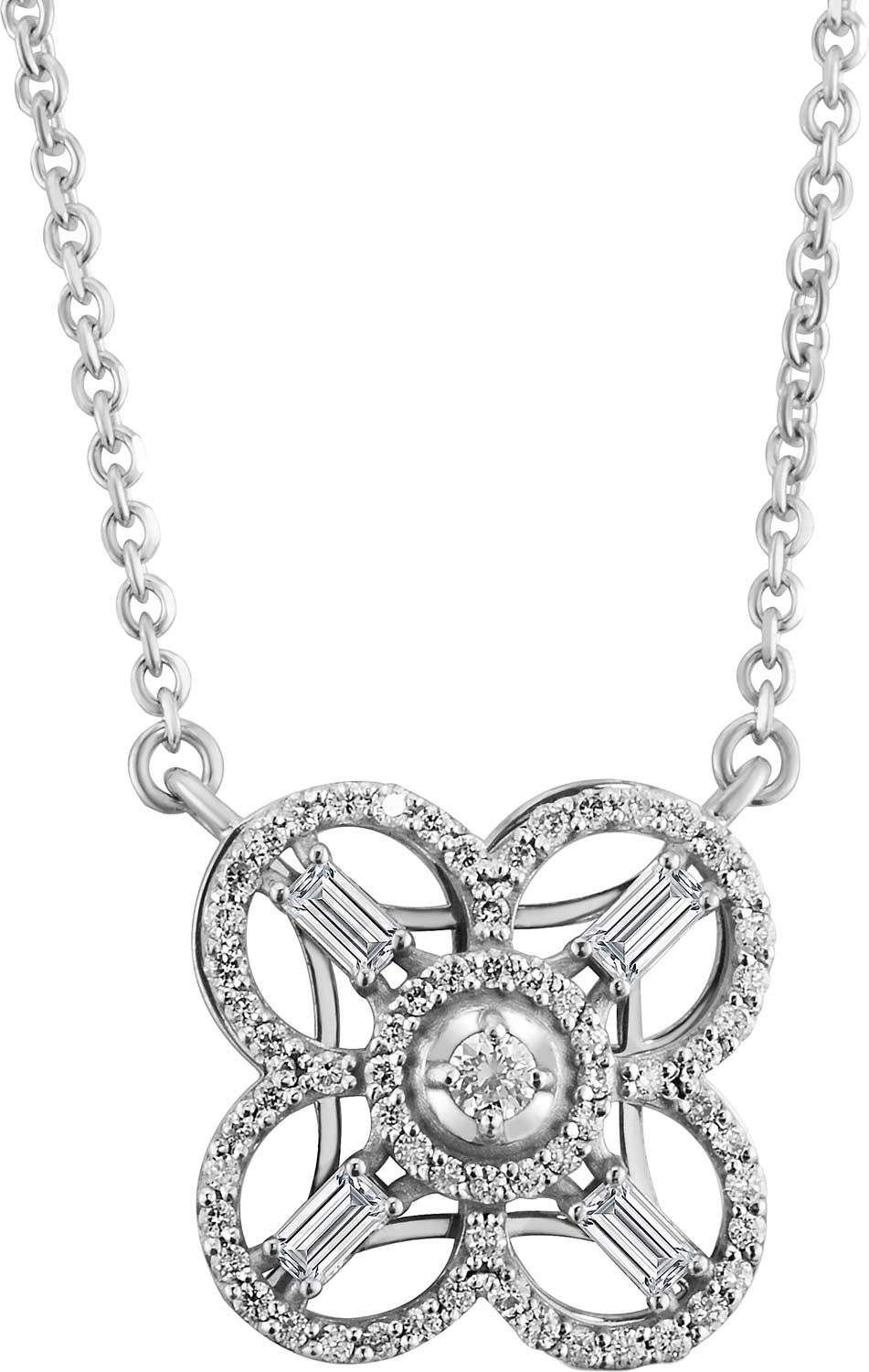 Подвеска на цепочке из белого золота ERA JEWELLERY 06-03289-03-001-07-03 с бриллиантами