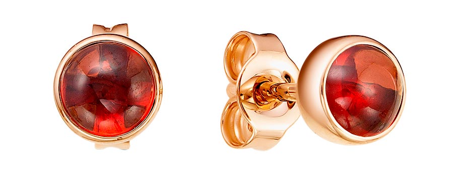 Золотые серьги пусеты-гвоздики ERA JEWELLERY 09-02000-01-239-01-00 с гранатами