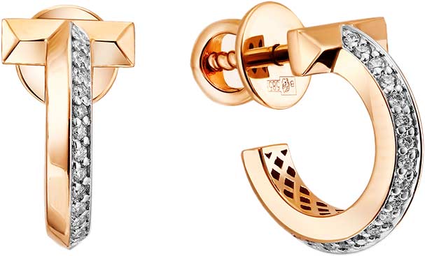 Золотые серьги полукольца ERA JEWELLERY 09-02307-01-001-07-01 с бриллиантами